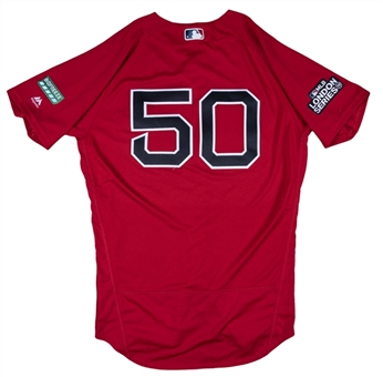 2019 Mookie Betts Game Used Home Red Alternate Jersey With London Series Patch (MLB Authenticated & Fanatics COA)